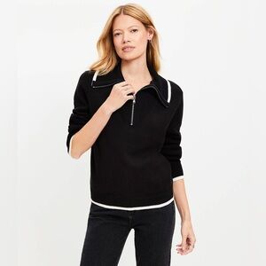 NWT LOFT Tipped Half Zip Sweater Size XS